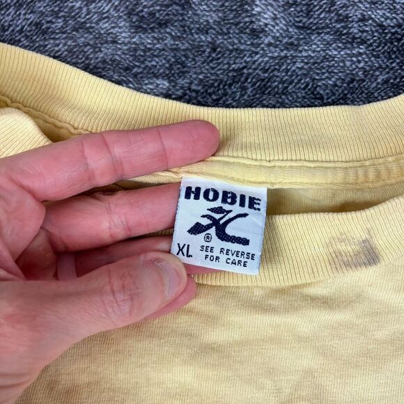 Vtg Hobie 1989 Single Stitch T-Shirt Cycling Surf Men's XL Made In USA Yellow - Picture 6 of 16